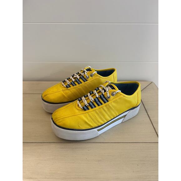 Vintage 1990 Tommy Hilfiger Womens Shoes Size 8m Chunky Platform Sneakers Yellow - Picture 7 of 7